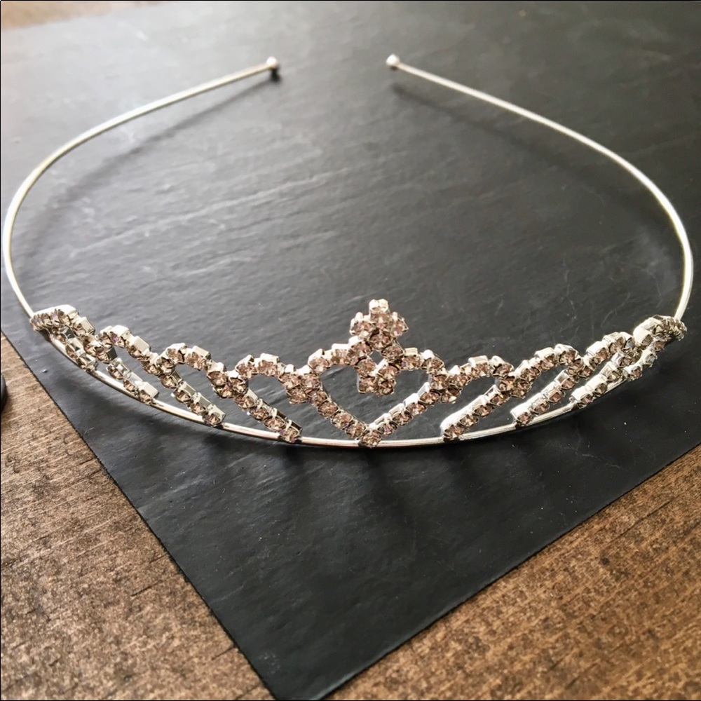NWT Silver Crystal Tiara Crown Headband Hair Bling
